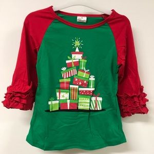 Little Girl Toddler Christmas Holiday Thanksgiving Red Green Top Shirt Blouse